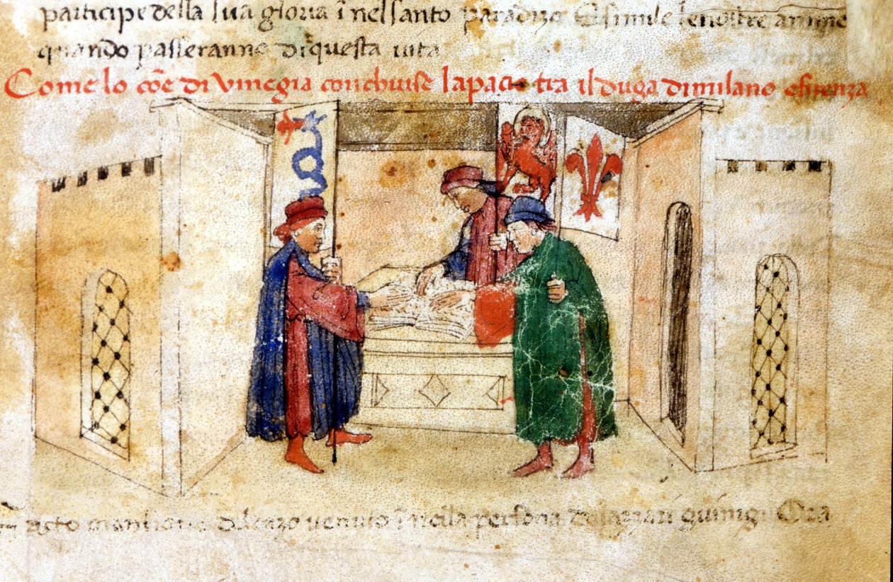 Mír mezi Benátkami, milánským vévodou a Francií. od Unknown artist