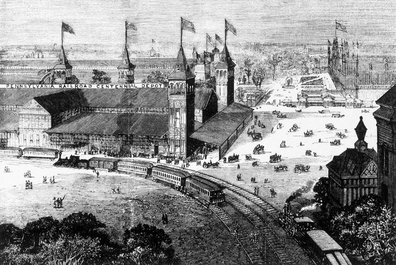 Nádraží Pennsylvania ve Philadelphii - rytina, konec 19. století od Unknown artist