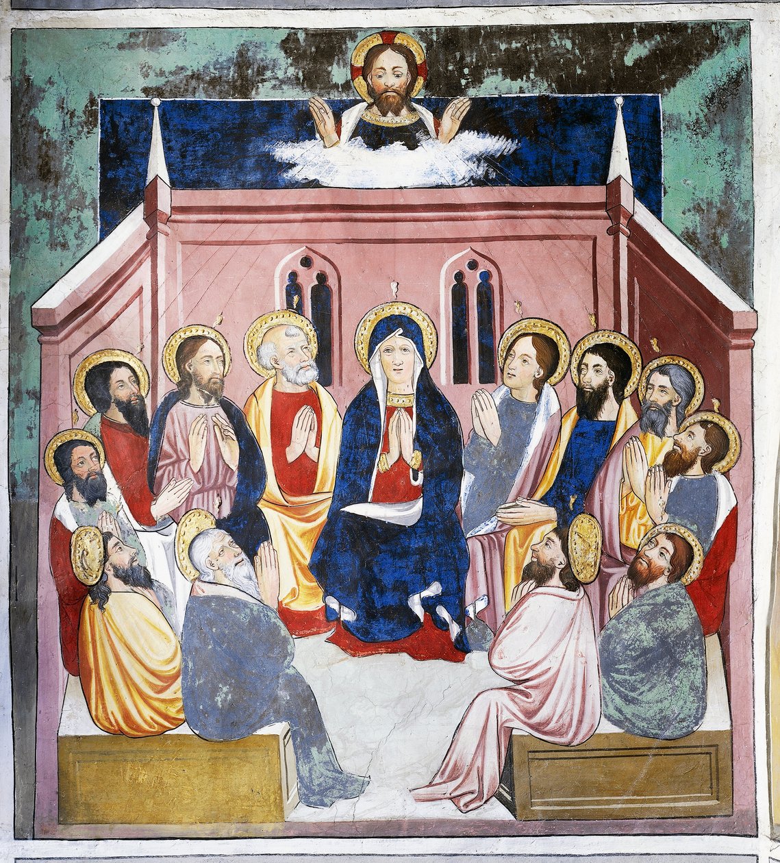 Letnice, Život Kristův (15. století), fresky, kaple sv. Šebestiána, Villard-de-Lans, Rhone-Alpes, Francie. od Unknown artist
