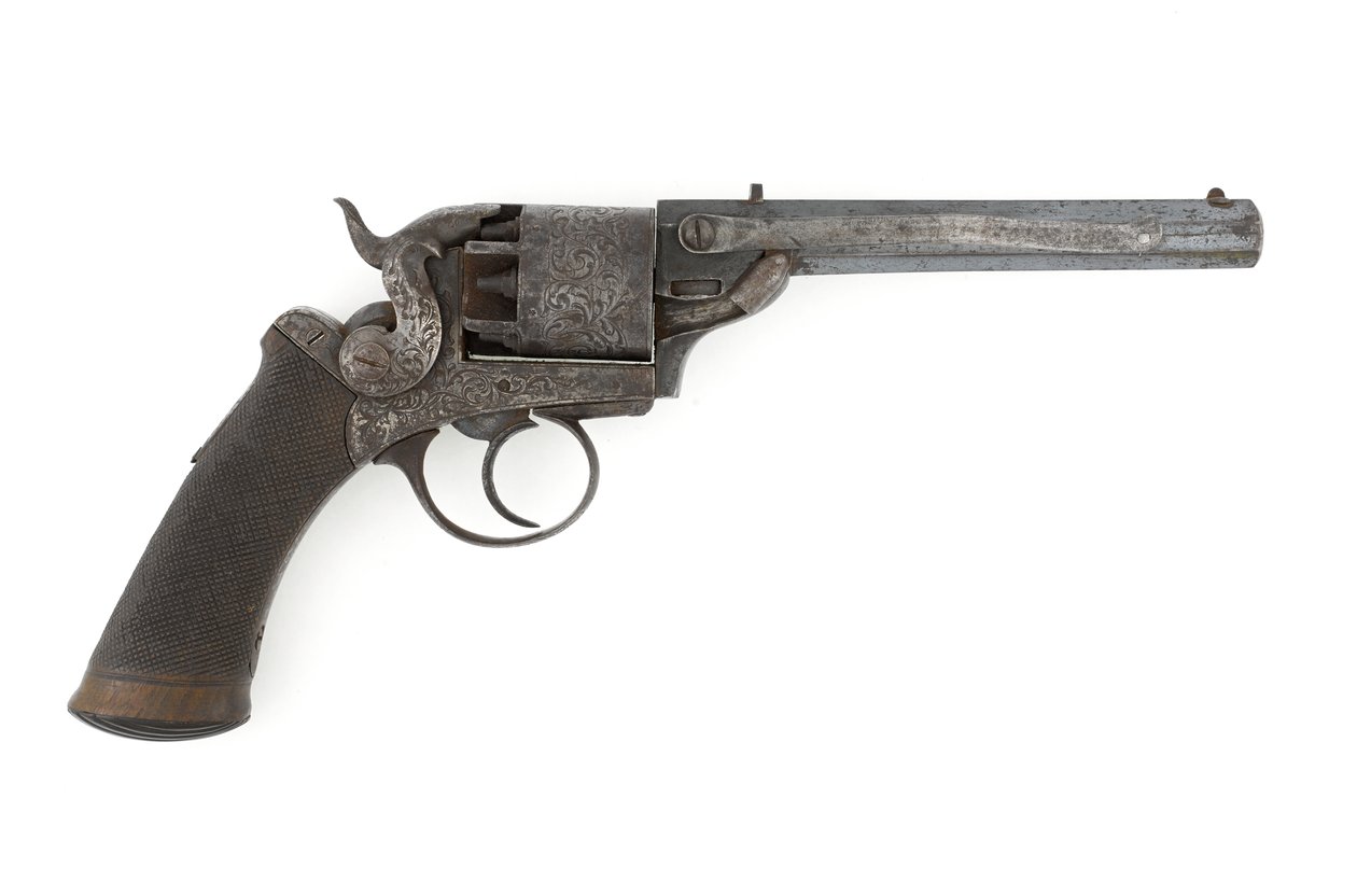 Perkusní revolver s bočním kladivem, možná ráže 0,38 palce, cca 1860 (revolver, perkuse, boční kladivo) od Unknown artist