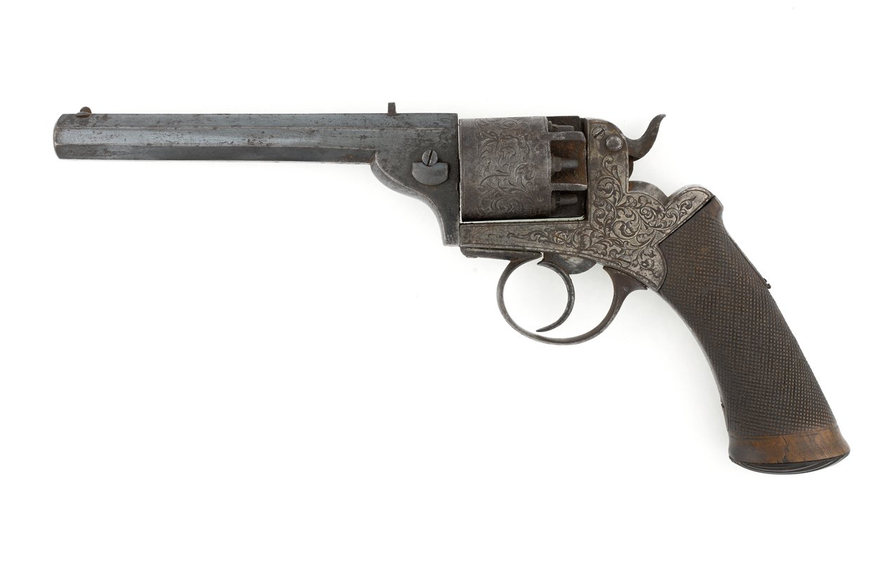 Perkusní revolver s bočním kladivem, možná ráže 0,38 palce, cca 1860 (revolver, perkuse, boční kladivo) od Unknown artist