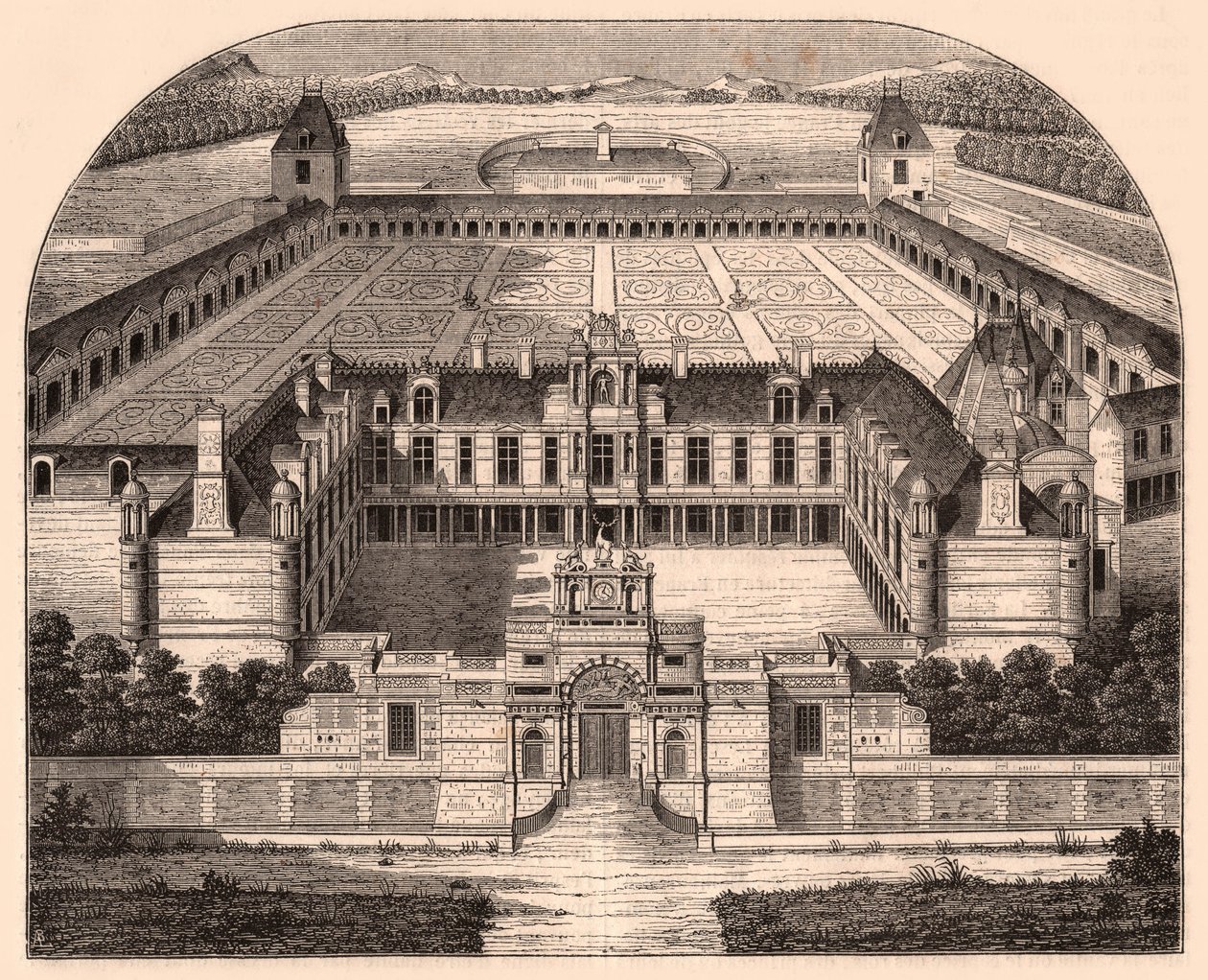 Perspektivní pohled na Chateau dAnet (Eure-et-Loir, Francie), období renesance od Unknown