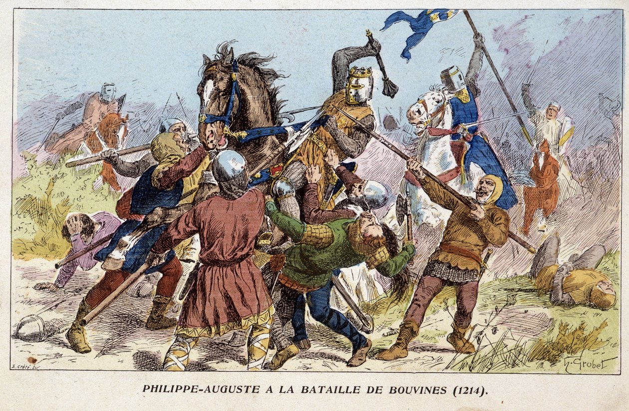 Philippe-Auguste (Philippe Auguste) v bitvě u Bouvines (1214). od Unknown artist