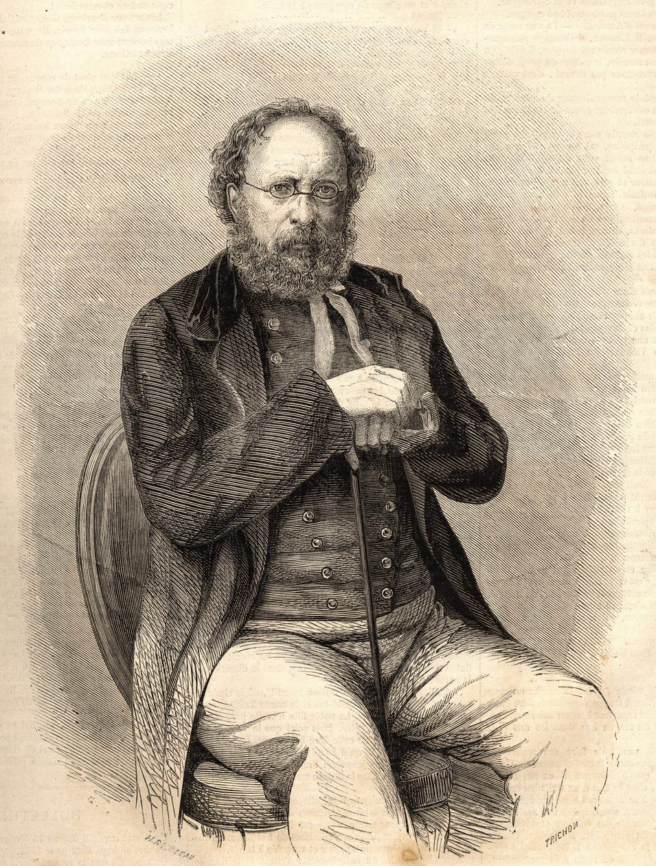 Pierre Joseph Proudhon (1809 - 1865). Francouzský socialistický teoretik, předchůdce anarchismu. Rytina z roku 1865. Kolekce Bianchetti od Unknown artist