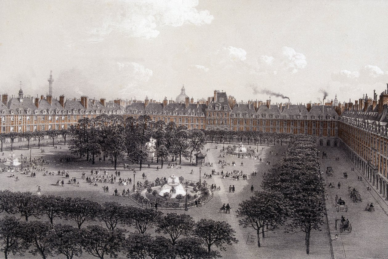 Place Royale (dnes Place des Vosges) v Paříži na konci 19. století. od Unknown artist