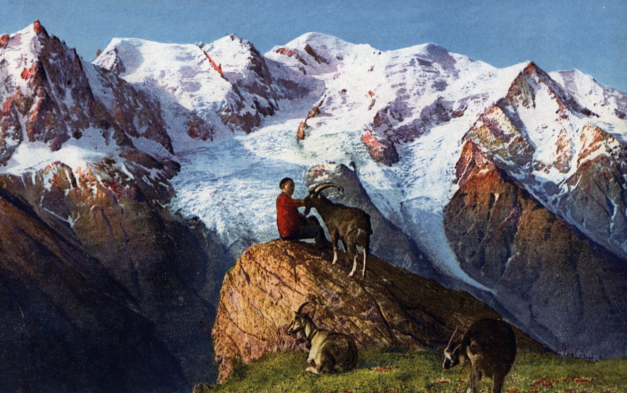 Planpraz, pohled na Mont Blanc, Chamonix od Unknown Artist