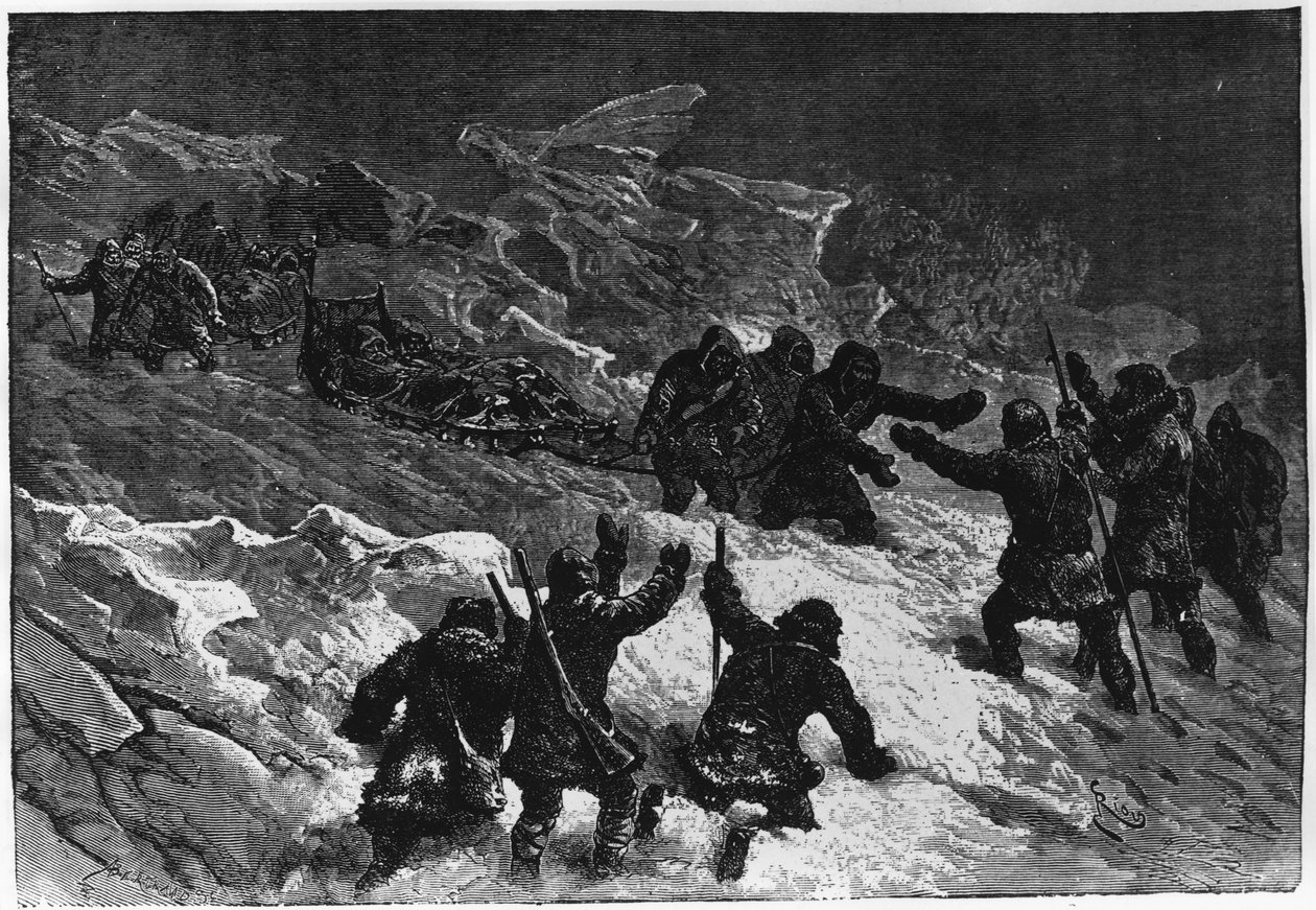 Severní pól: Setkání Markham Sleds - Nares Georges S., Cesta k Polárnímu moři, Paris: Hachette od Unknown artist