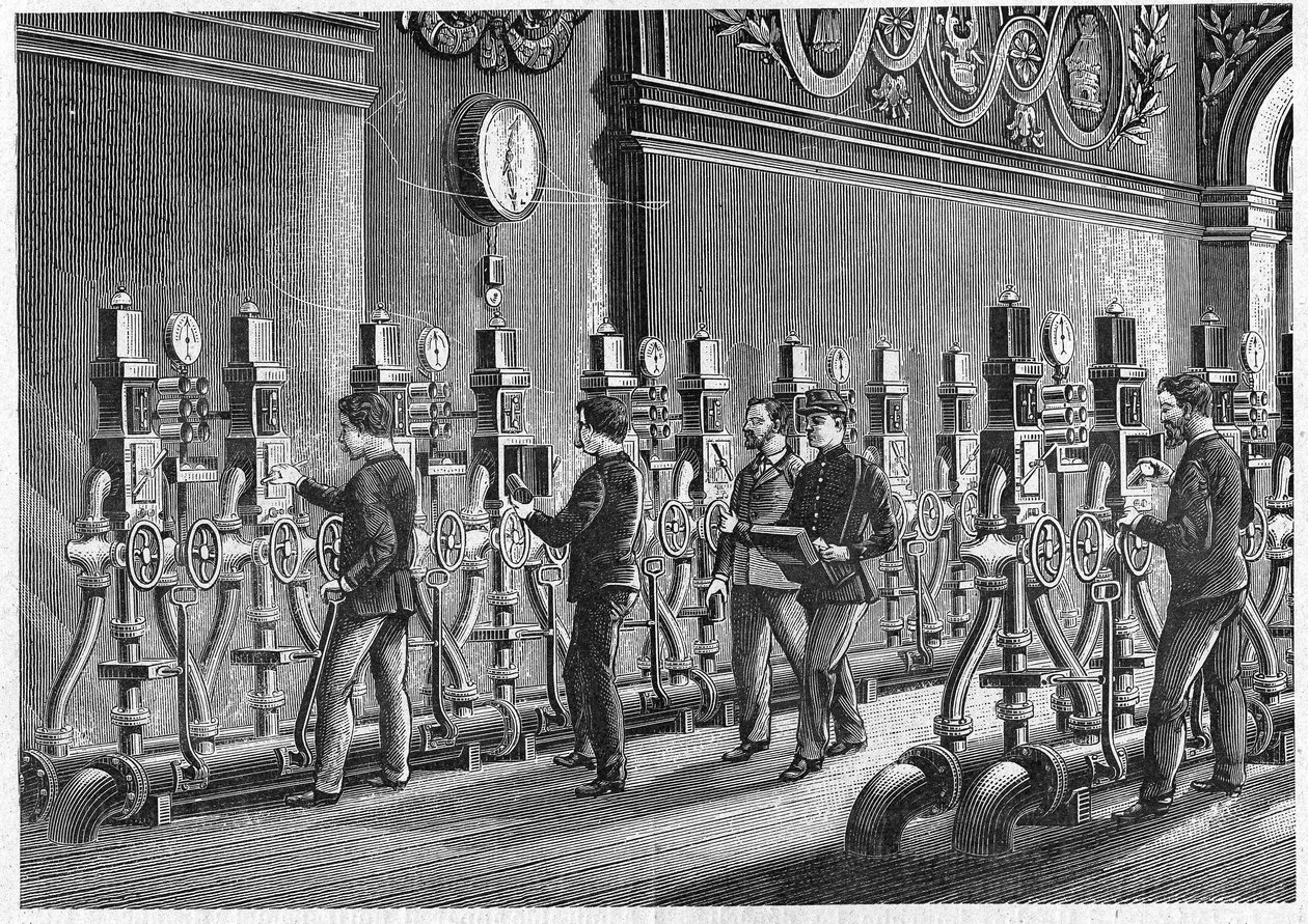 Pneumatická pošta, Place de la Bourse v Paříži v roce 1888. od Unknown artist