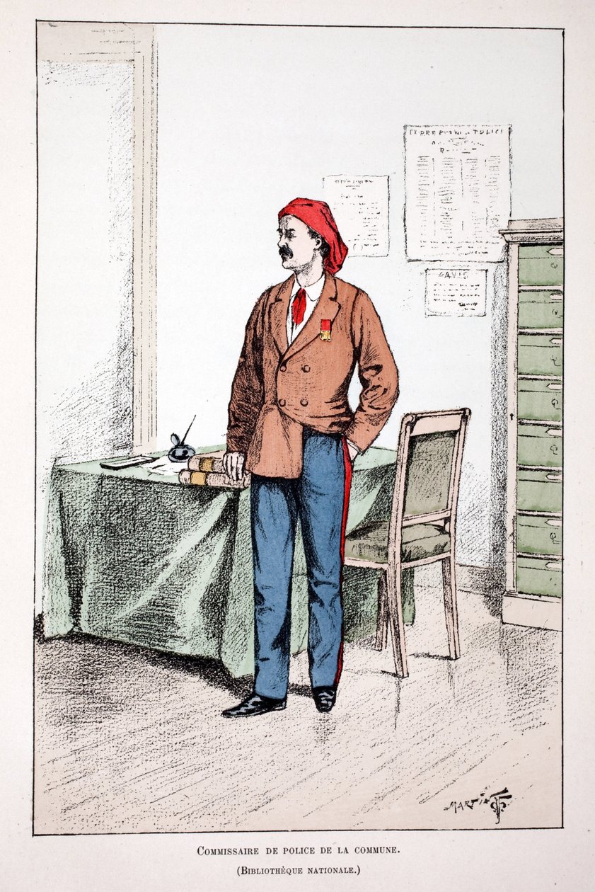 Policejní komisař obce. Barevný lept, pro ilustraci Kniha „Historie sboru mírových sil“““ vydaná pod záštitou Louise Lepinea (1846-1933), prefekta policie na Seině, od Alfreda Reye (1864-?) a Louise Ferona od Unknown artist