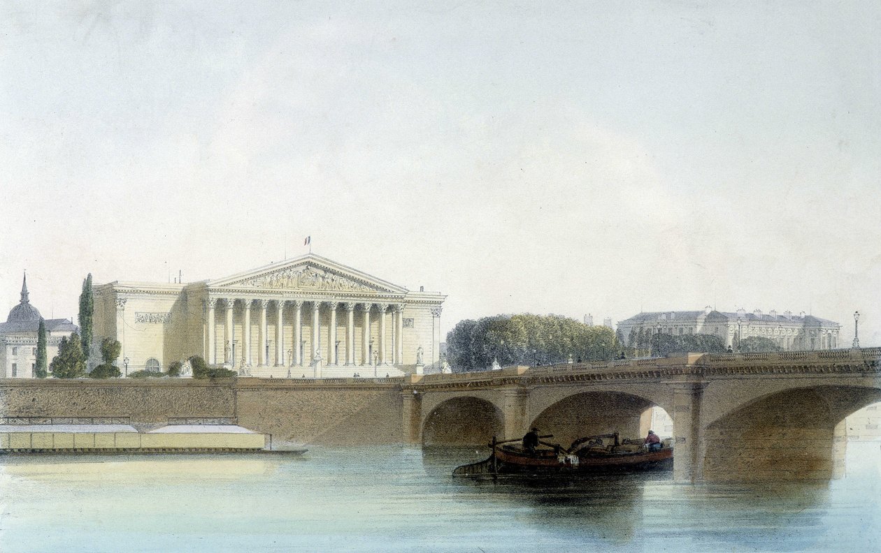 Pont de la Concorde, litografie Aubrun, sd. 19. století. od Unknown artist