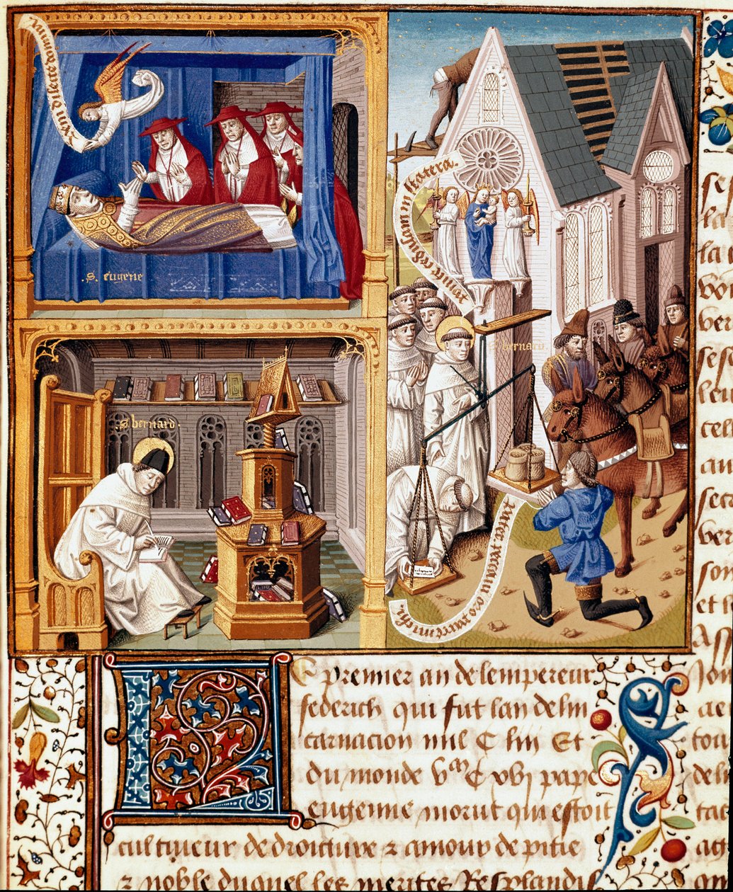 Papež Evžen III zemřel v roce 1153. Svatý Bernard z Clairvaux (San Bernardo di Chiaravalle) (1090-1153). Armes de Jacques d