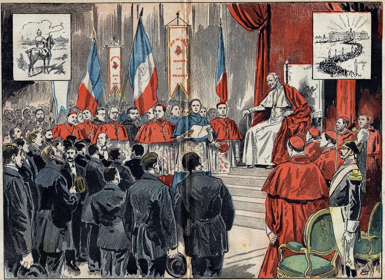 Papež Leon XIII (1810-1903) vysvětil protektorát Francie ve Svaté zemi, když jej Německo chtělo nahradit. Audience 8. října od Unknown artist