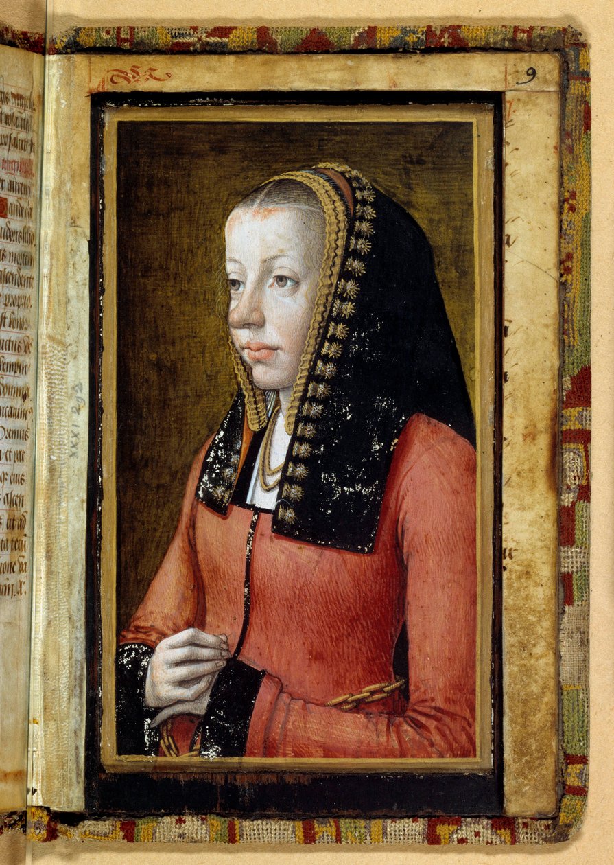 Portrét předpokládá Annu Bretaňskou (1477-1514), královnu Francie. Miniatura, fragment knihy hodin. Anonymní od Unknown artist