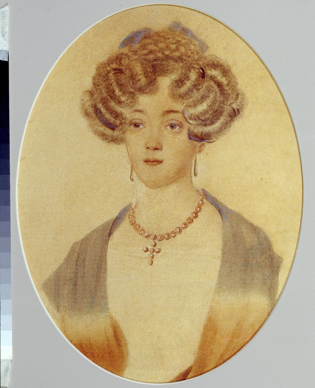 Portrét Jekatěriny Nikolajevny Gončarové (1809-1843). Švagrová Alexandra Puškina (1799-1837). Anonymní práce, akvarel na papíře od Unknown artist