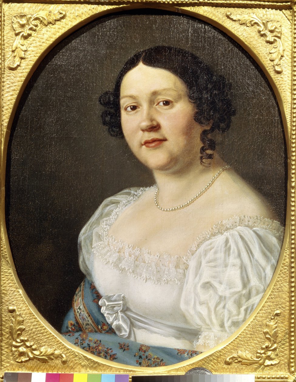 Portrét operní pěvkyně Sophia Vasiljevna Samoylova (Samoylova Chernikova) (1860-1936) (Portrét operní pěvkyně Sophia Vasilyevna Samoylova). Anonymní obraz, olej na plátně, konec 19. století. Ruské umění, romantismus. Státní muzeum divadla a od Unknown artist