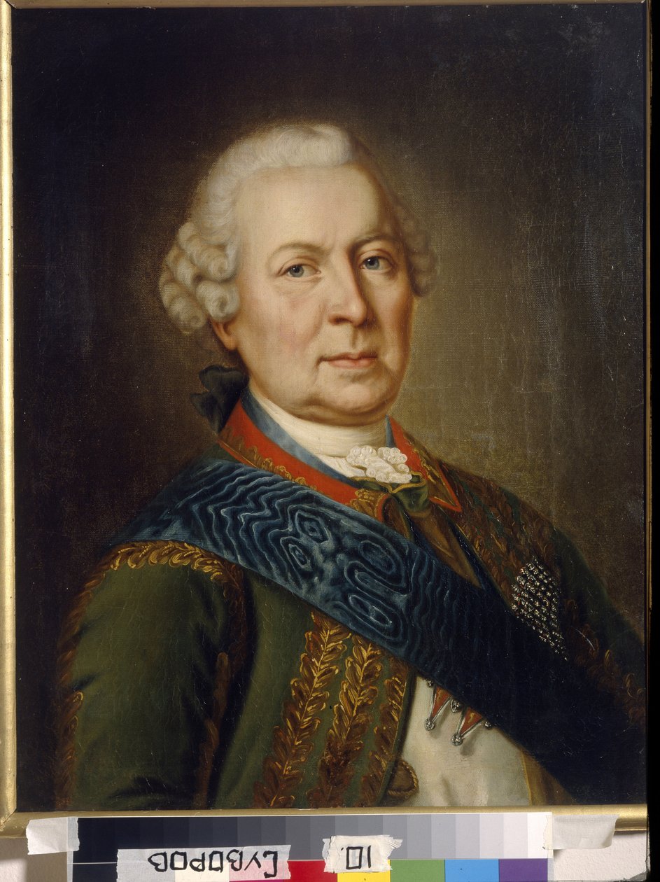 Portrét hraběte Burckhardta Christopha von Munnich (1683-1767) (Portrét hraběte Burkharda Christopha von Munnich). Anonymní obraz, olej na plátně, počátek 19. století, klasicismus. Ústav ruské literatury IRLI (Puškinův dům), Petrohrad. od Unknown artist