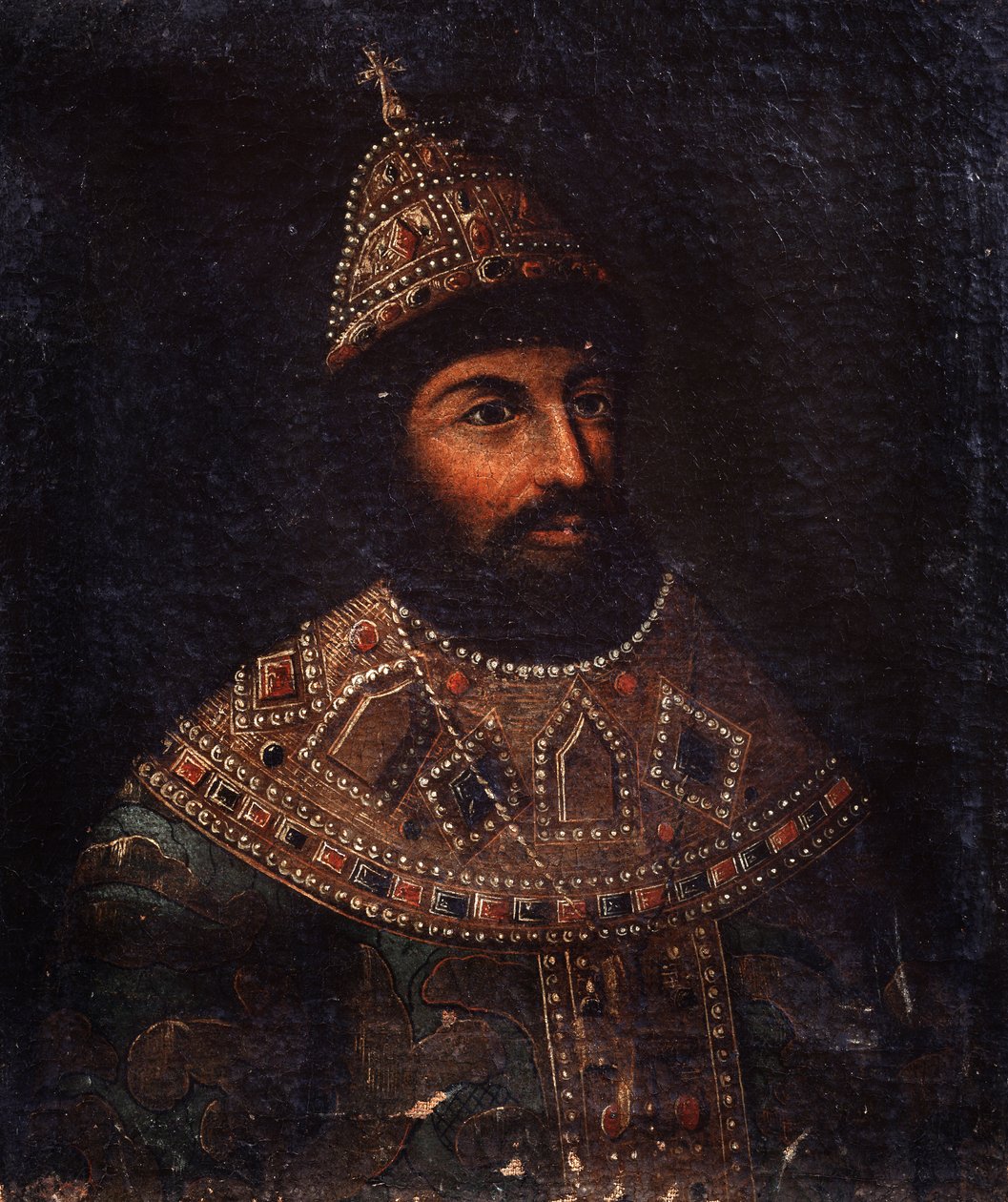 Portrét cara Alexise I. Michajloviče Ruska (1629-1676) (Portrét cara Alexise I. Michajloviče Ruska). Anonymní malování. Olej na plátně, 54 x 45,5 cm, 2. polovina 17. století. Státní ústřední dělostřelecké muzeum, Petrohrad. od Unknown artist