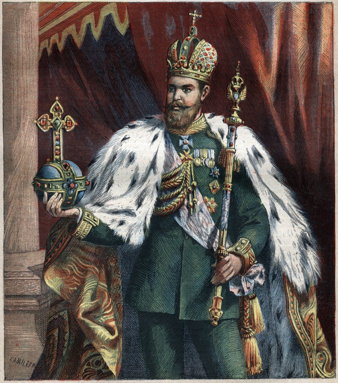 Portrét na nohou Alexandra III. (1845-1895), ruského císaře, rytina z roku 1892. od Unknown artist