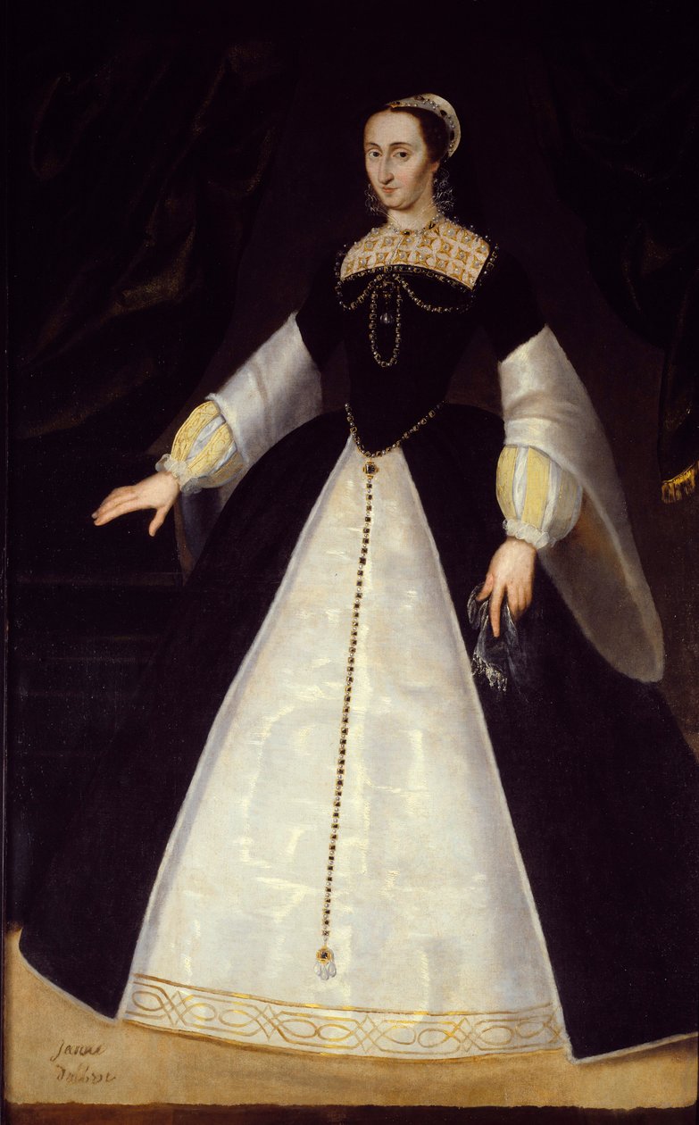 Portrét na nohou Johanky z Albretu, královny Navarry (1528-1572), matky anonymního obrazu Jindřicha IV. Slunce 16. století. 1,96x1,22 m Pau, muzeum hradu od Unknown artist