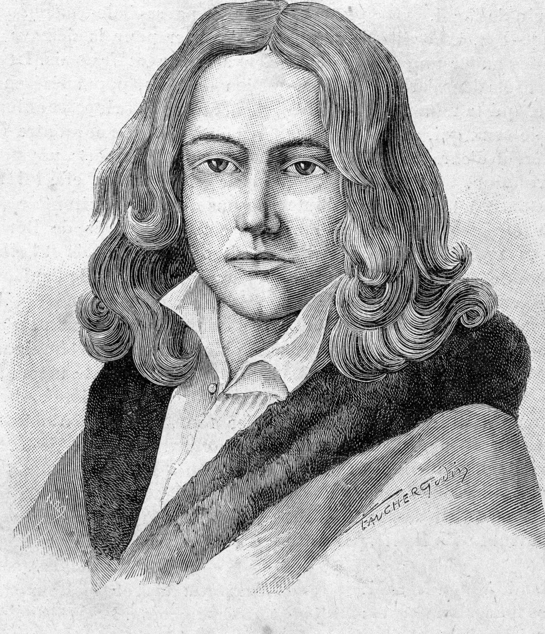 Portrét Adelberta von Chamisso je německý básník a botanik francouzské národnosti (1781 - 1838) - v „“Les Contemporains“, n.d. koncem 19. století. od Unknown artist