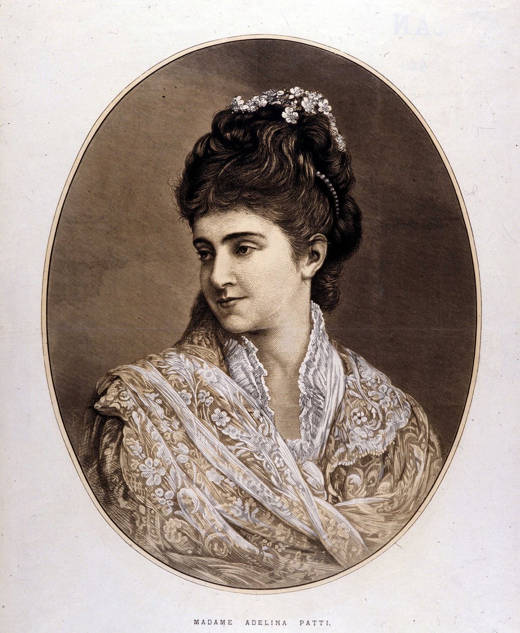Portrét Adeliny Patti, italské zpěvačky (1843 až 1919) od Unknown artist