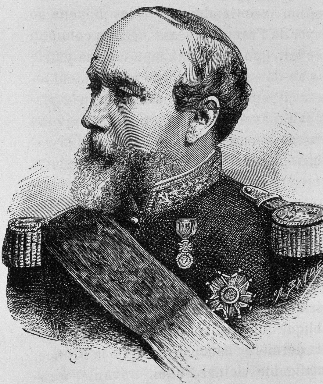 Portrét admirála Pothuaua (1815-1882). Rytina konce 19. století v „Histoire de France““ od H. Martina. od Unknown artist