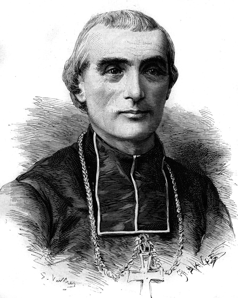Portrét Adolphe Perraud (1828-1906), francouzský církevní muž a akademik. Rytina v „“ Le Monde Illustré““ č. 1316 ze 17. června 1882. od Unknown artist