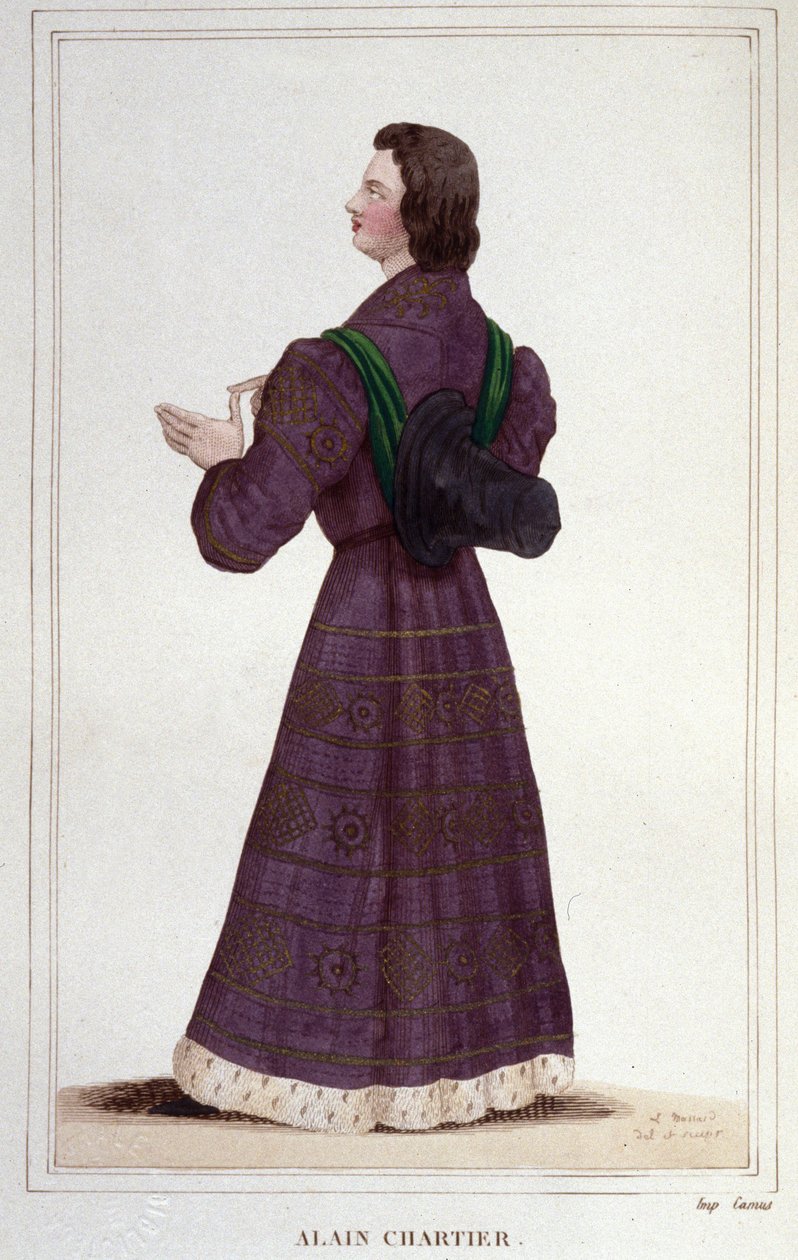 Portrét Alaina Chartiera. Francouzský diplomat a spisovatel (1385 až 1433). Sekretář budoucnosti Karel VII.rytina z roku 1830 od Unknown artist