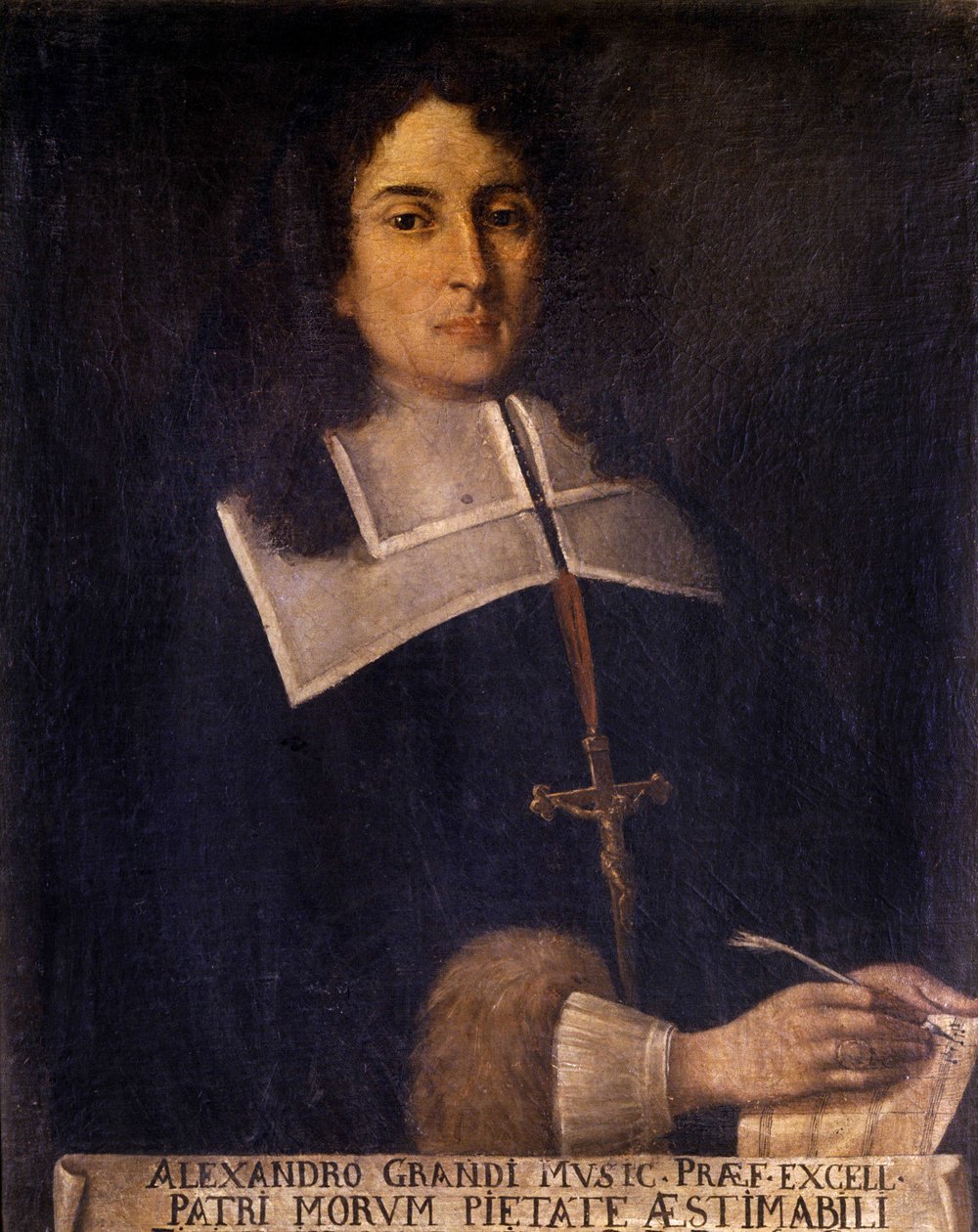 Portrét Alessandra Grandiho (1577-1630) italského skladatele. od Unknown artist