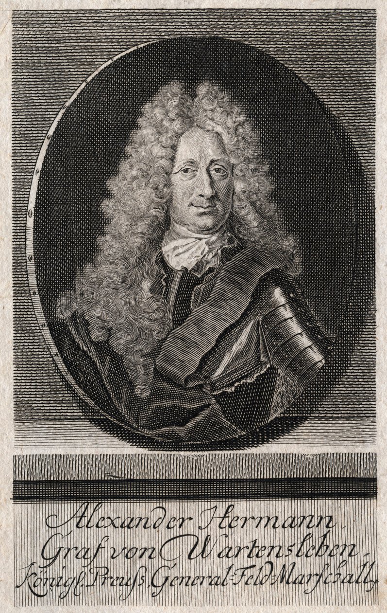 Portrét Alexandra Hermanna Graf von Wartensleben (1650-1734) důstojník v armádách různých německých států - rytina od Unknown artist