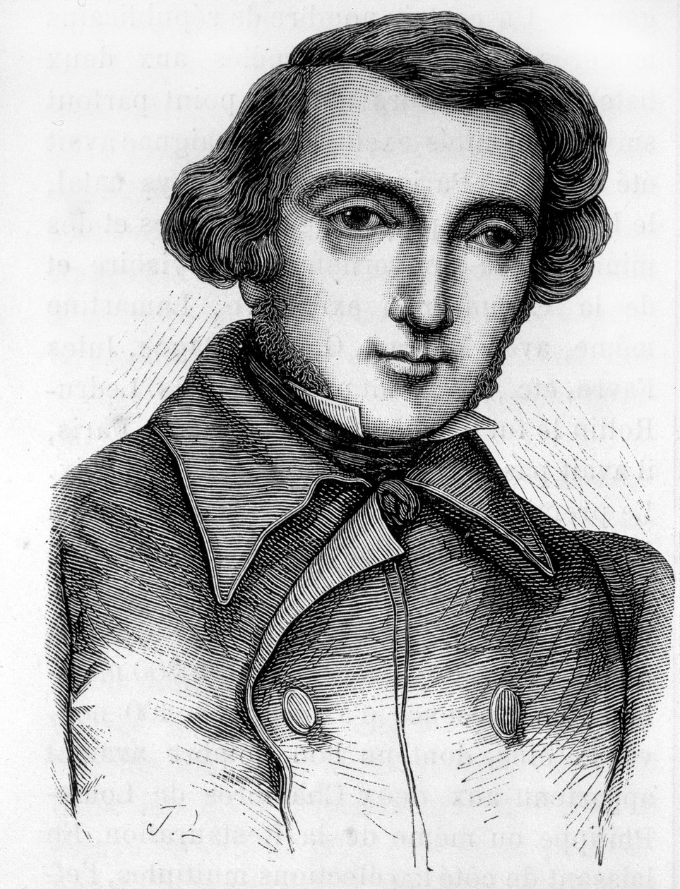 Portrét Alexise de Tocqueville (1805 - 1859), francouzského historika a politika. Rytina 19. století. od Unknown artist