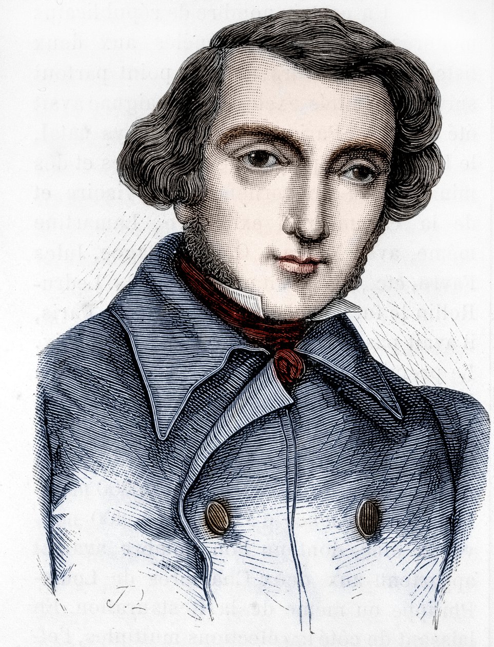 Portrét Alexise de Tocqueville (1805 - 1859), francouzského historika a politika. Rytina 19. století. od Unknown artist