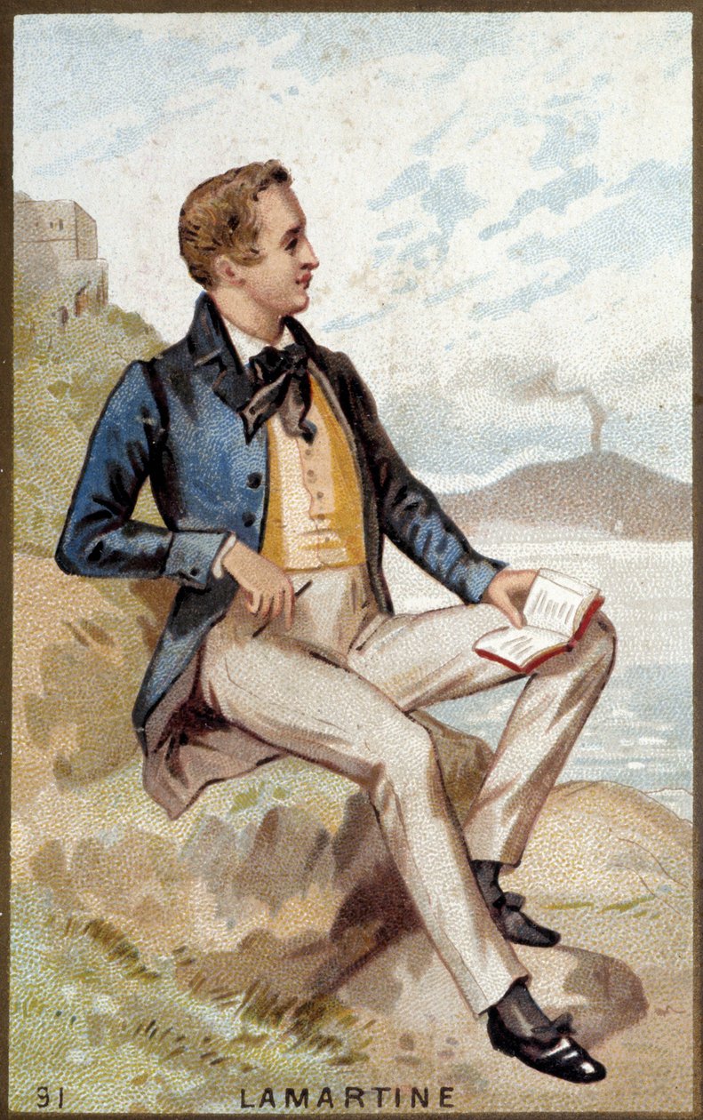 Portrét Alfonsa de Lamartine (1790 - 1869) francouzský básník. Chromolitografie 19. století. od Unknown artist