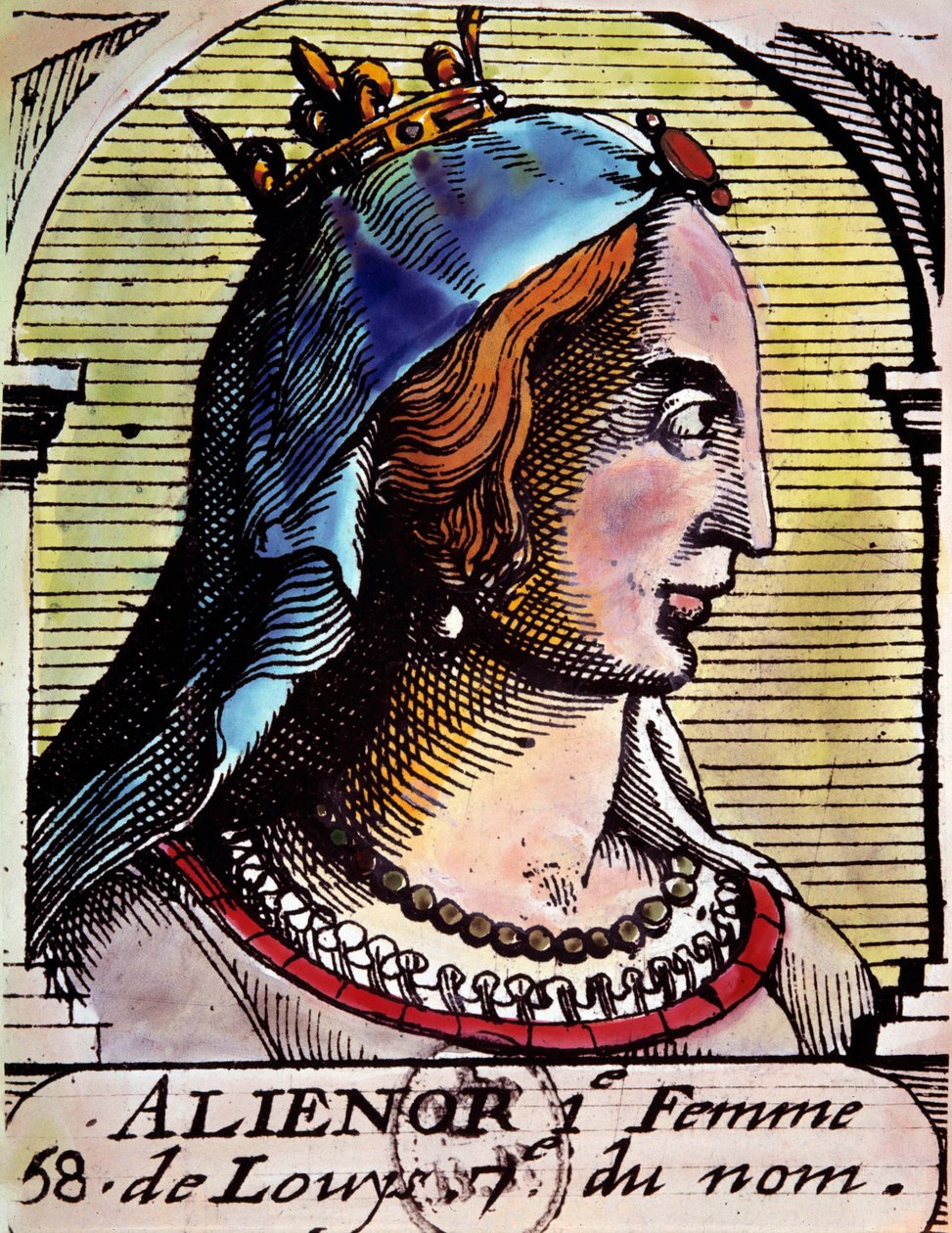 Portrét Alienora Akvitánského (1122-1204) (také nazývaného Eleonore de Guyenne), francouzské královny. Rytina. BN Paříž od Unknown artist