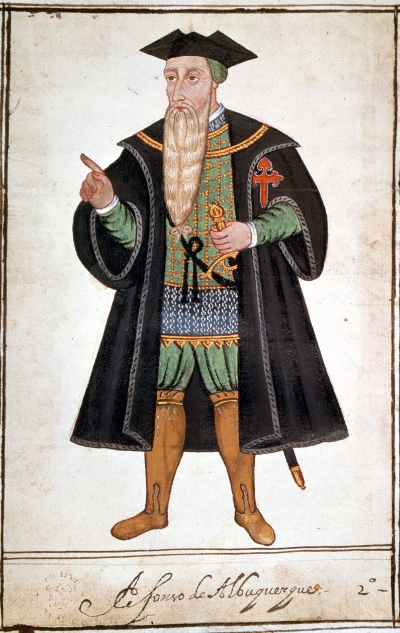 Portrét Alphonse (Alfonso nebo Afonso) od Albuquerque (1453 - 1515). Rukopis Pedro Varretto de Resenda. 16. století. od Unknown artist