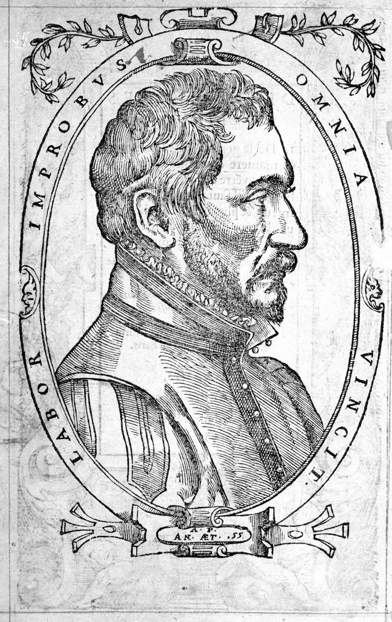Portrét Ambroise Pare, francouzský lékař a chirurg (1509-1590) Rytina 16. století od Unknown artist