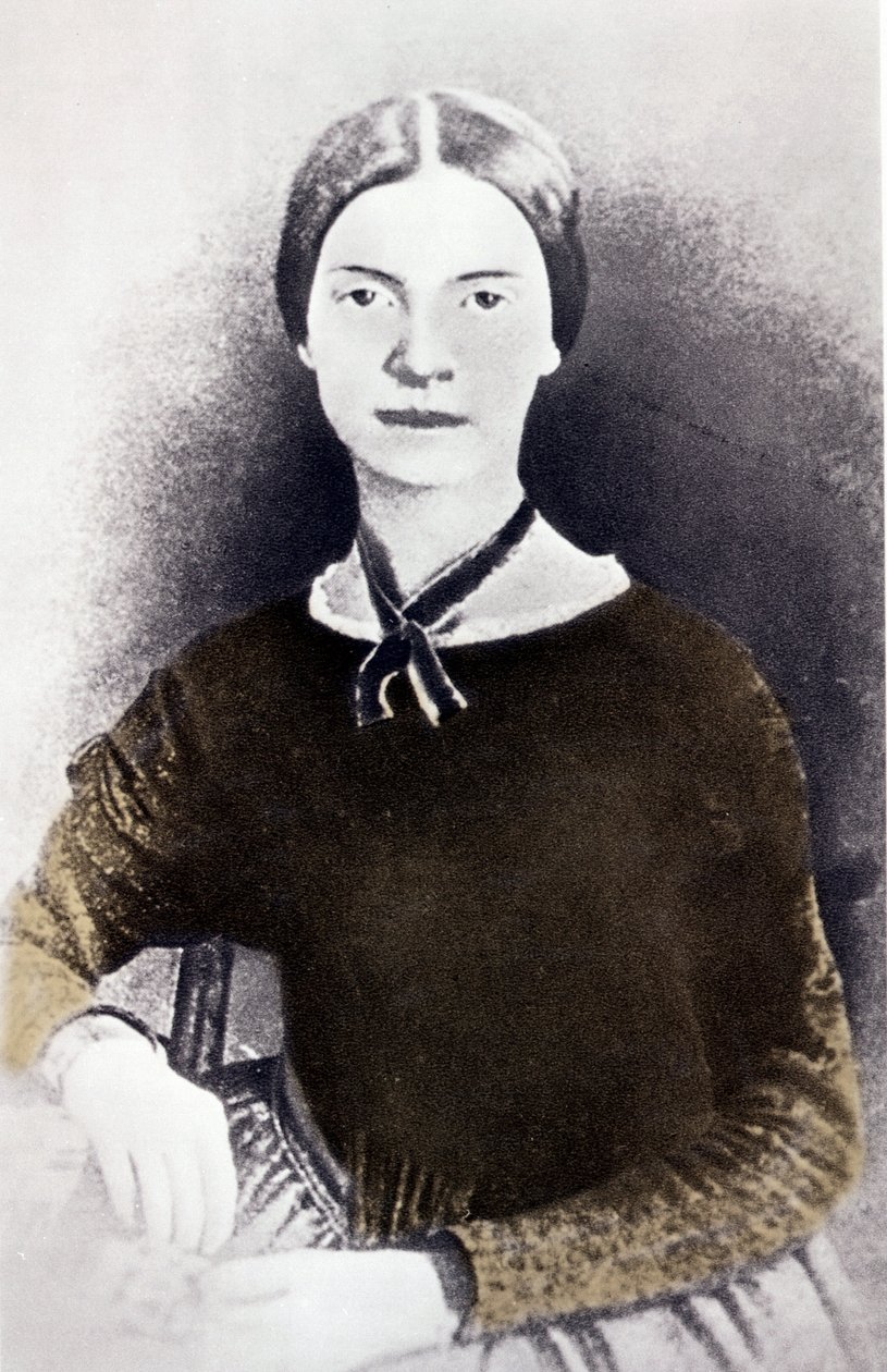 Portrét americké básnířky Emily Dickinsonové (1830-1886) z fotografie circa 1846-1847 od Unknown artist