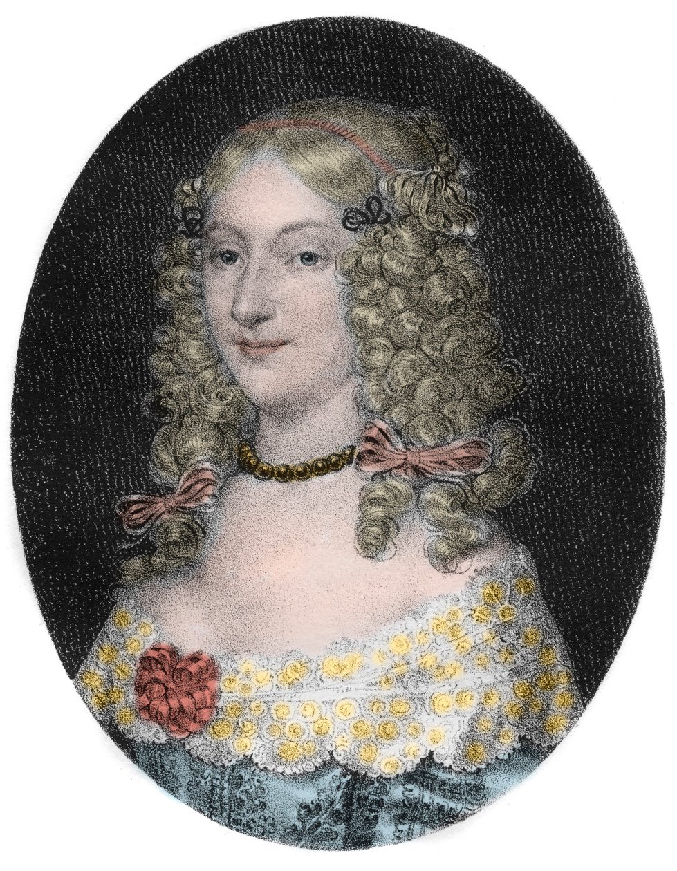 Portrét Anne-Genevieve de Bourbon-Conde (1619-79) vévodkyně z Longueville - Portrét Anne Genevieve de Bourbon-Conde (Anne-Genevieve de Bourbon-Conde), vévodkyně z Longueville (1619-1679) rytina z 19. století od Unknown artist