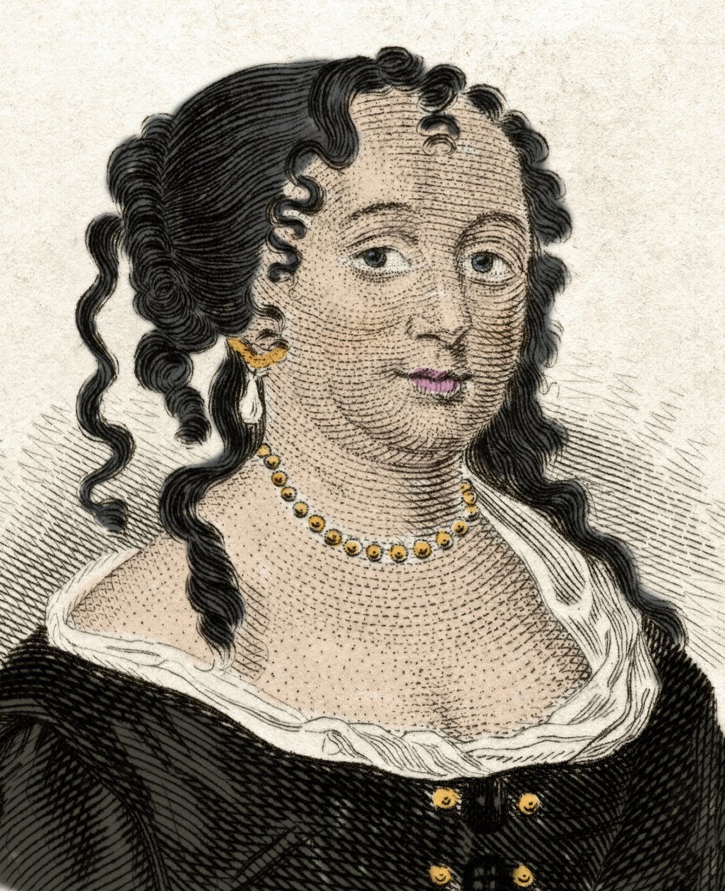 Portrét Anny Hydeové (1637-1671), vévodkyně z Yorku a první manželky anglického Jakuba II. Rytina 19. století. od Unknown artist
