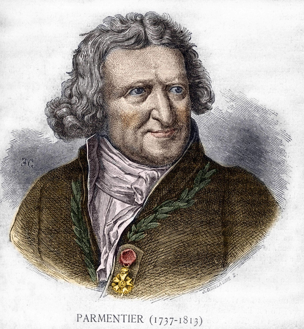 Portrét Antoina Augustina Parmentiera (1737 - 1813), francouzského vojenského lékárníka a agronoma - v Les Contemporains, n.d. koncem 19. století. od Unknown artist