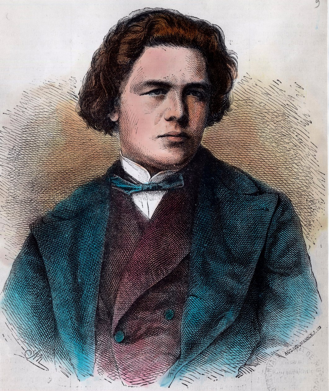 Portrét Antona Rubinsteina (1829 - 1894), ruského pianisty a skladatele. Rytina 19. století. Soukromá sbírka. od Unknown artist