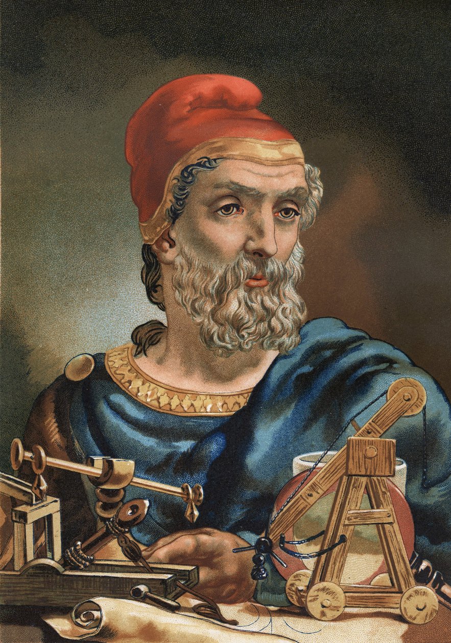 Portrét Archimeda v řečtině Arkhimêdês Matematik a řecký fyzik (Syracuse, 287 př.nl až id, 212 př.nl). po „La Ciencia y sus Hombres“ od Louise Figuiera. Barcelona 1881. od Unknown artist