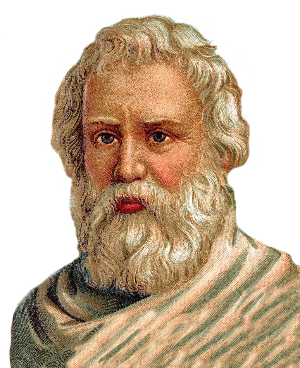 Portrét Archiméda ze Syrakus - řecký matematik, fyzik, inženýr, vynálezce - Archimede de Syrakusy - chromolitografie od Unknown artist