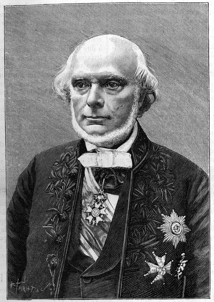 Portrét Armanda de Quatrefages de Breau (1810-1892), francouzského přírodovědce a antropologa. (Z fotografie Charlese Gallota). Gravírování v "" Přírodě: přehled věd a jejich aplikací v umění a průmyslu "" z 23. ledna 1892. od Unknown artist