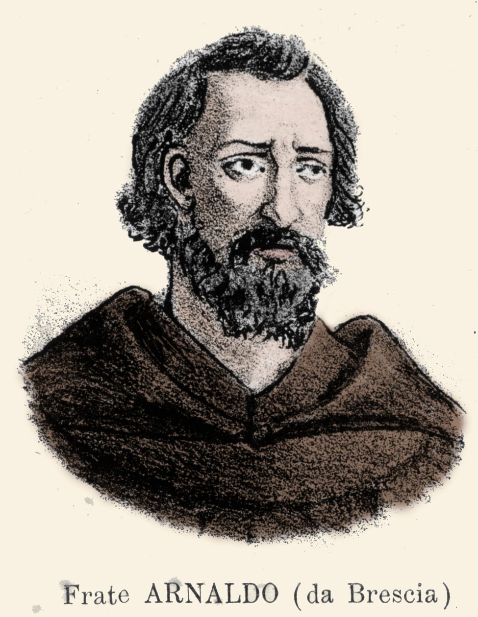 Portrét Arnauda de Brescia (Arnaldo da brescia) (1090 - 1155), italského politického a náboženského reformátora. od Unknown artist