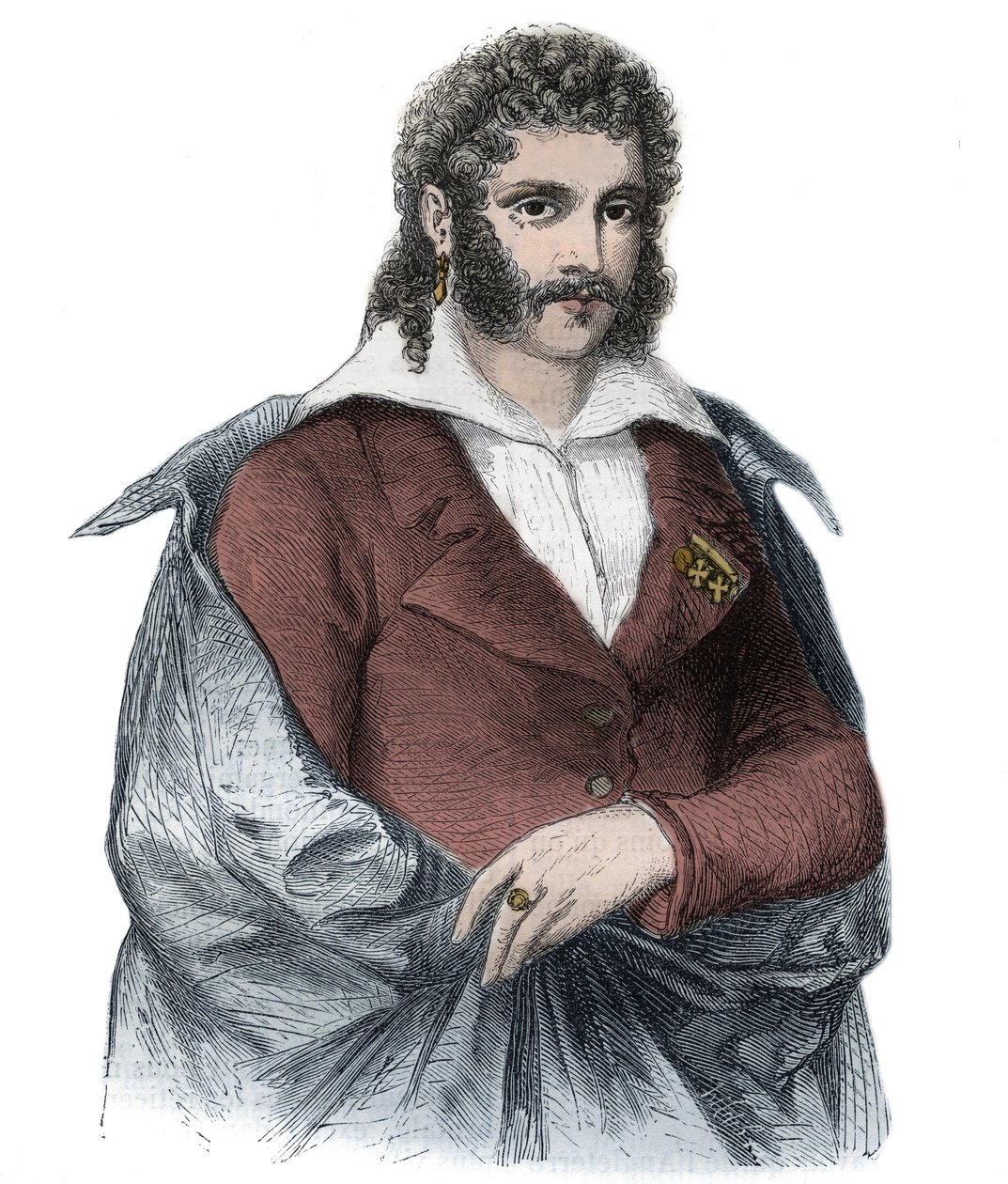 Portrét BARTOLOMEA hraběte BERGAMI Italská milenka Caroline, manželka krále Jiřího IV Velké Británie - rytina od Unknown artist