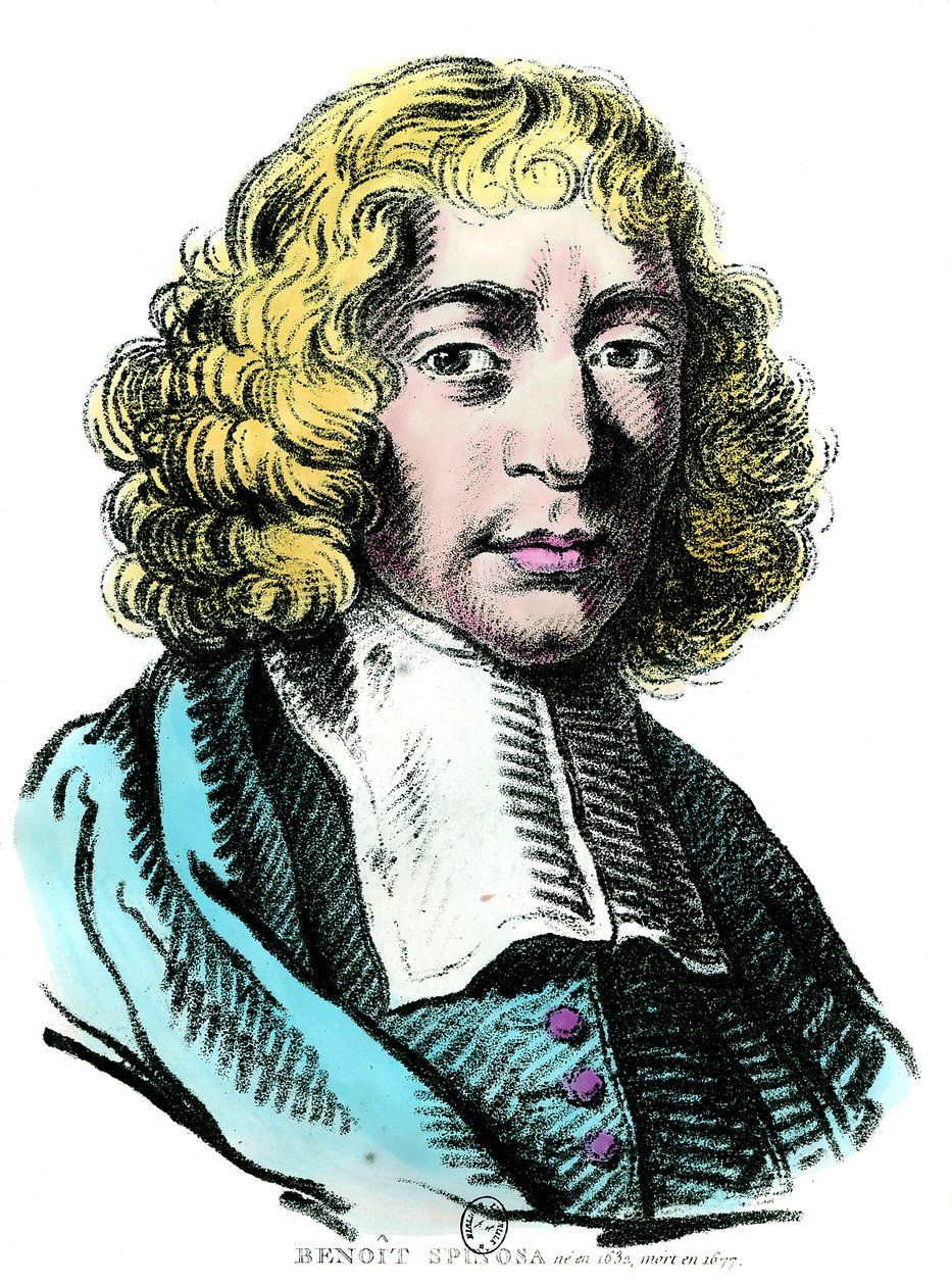 Portrét Barucha de Spinoza (1632 - 1677) holandský filozof, známý také jako Bento de Espinosa nebo Benedictus de Spinoza nebo Benoit de Spinoza. Rytina 17. století. Coll. Jít. od Unknown artist