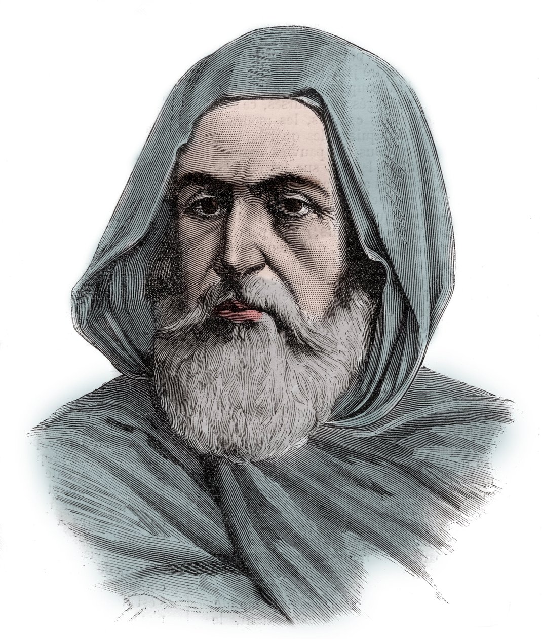 Portrét Ben Mahi Ed Din Abd El Kader (Abd El-Kader) (1808 - 1883) ABDELKADER, Amir z Mascary, vojenský a náboženský vůdce - rytina 1883 od Unknown artist