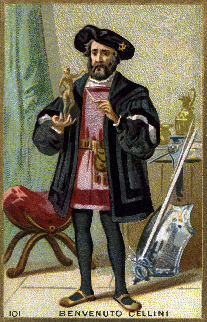 Portrét Benvenuta Celliniho (1500 - 1571), italského zlatníka a sochaře. Chromolitografie 19. století. od Unknown artist