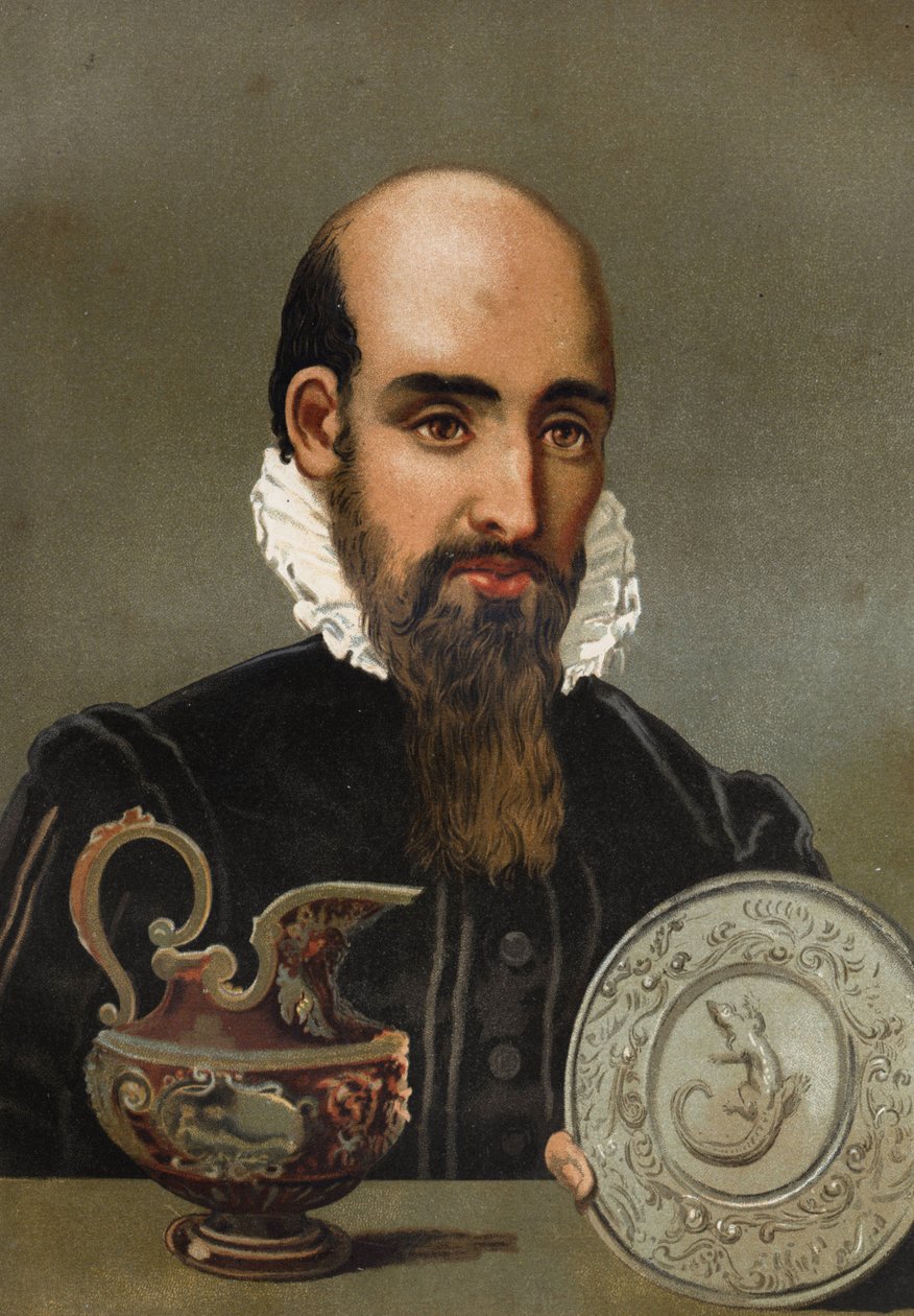 Portrét Bernarda Palissyho (1510 - 1589). Chromolitografie konce 19. století. na základě „La Ciencia y sus Hombres““ od Louise Figuiera. Barcelona 1881 od Unknown artist